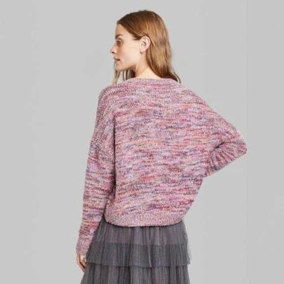 Wild Fable Crewneck Tinsel Sweater Pink Small - Picture 2 of 4